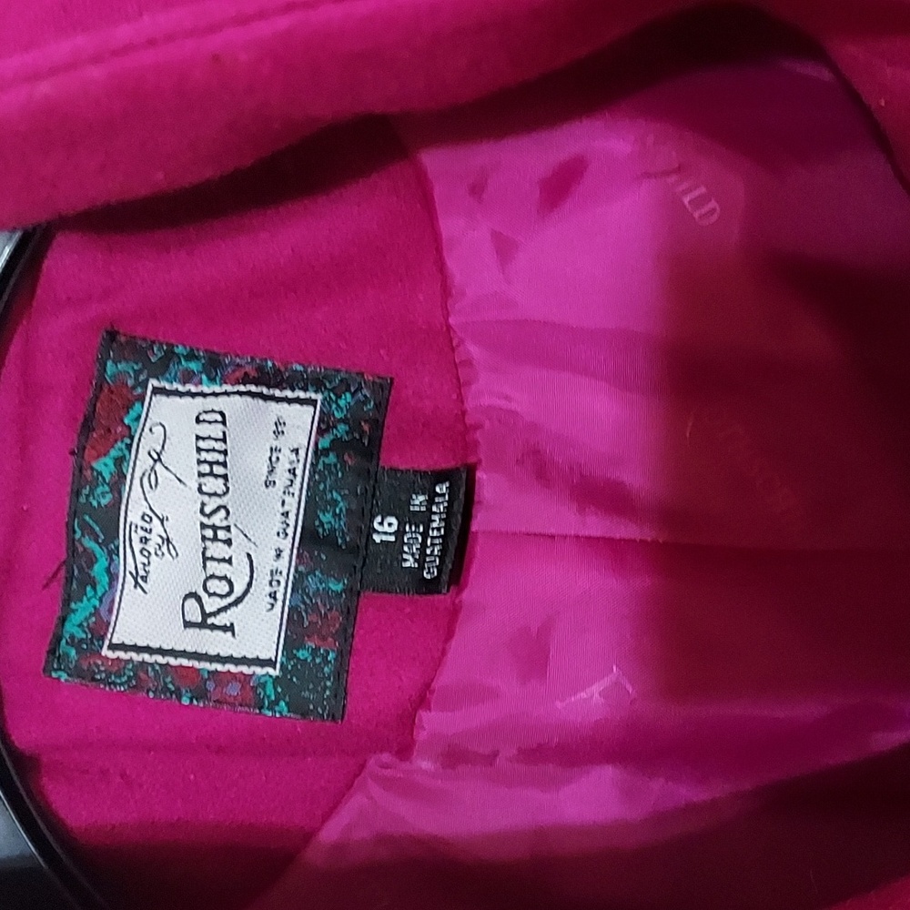 Rothschild Fuchsia Wool Coat Girl Sz-16 - Picture 7 of 9